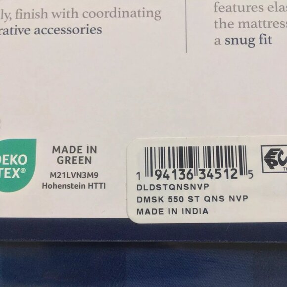 new NAVY PEONY STRIPE Charter Club Damask 550 TC 100% Cotton QUEEN Sheet Set - Picture 9 of 10